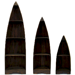 Set von 3 Boot Stände -Dunkel Holz