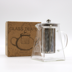Teekanne mit Edelstahlfilter aus Glas – Turmform – 750 ml