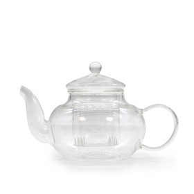 Teekanne aus Glas mit Glasfilter- Round Pearl - 400 ml