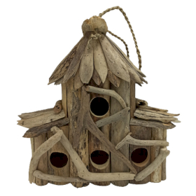 Vogelhäuschen aus Treibholz- Hütte