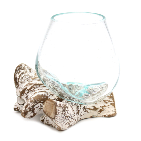 Geschmolzenes Glas auf gebleichtem Holz - Kleine Schale