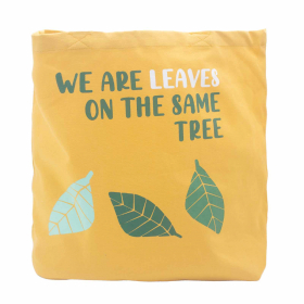 3x Bedruckte Baumwolltasche - We are Leaves - Gelb, Blau und Natur