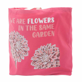 3x Bedruckte Baumwolltasche - We are Flowers -Oliv, Rosa und Natur