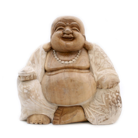 Glücklicher Buddha - Whitewash 30cm