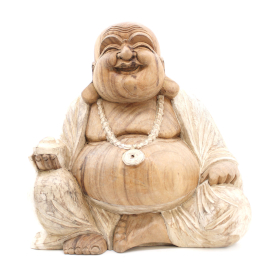 Glücklicher Buddha - Whitewash 40cm
