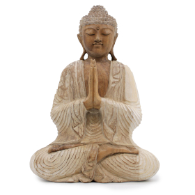 Buddha Statue Whitewash - 40cm Willkommen