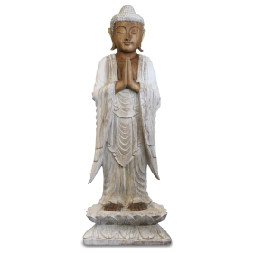 Buddha-Statue stehend – Whitewash – 1 m Willkommen
