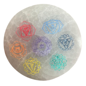 Kleine Selenitplatten 8cm - Chakra Design - colour