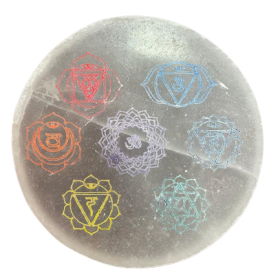 Medium Selenitplatten 10cm - Chakra Design (col)