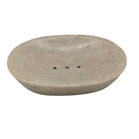 Klassische ovale Seifenschale aus cremefarbenem Marmor