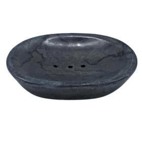 Klassische ovale Seifenschale aus schwarzem Marmor