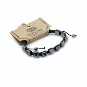 3x Magnetisches Hämatit Shamballa Armband - Stachelige Pyramiden