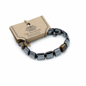 3x Magnetisches Hämatit Shamballa Armband - Tigerauge Quader