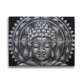 Graues Buddha-Mandala-Brokatdetail 30 x 40 cm x 4
