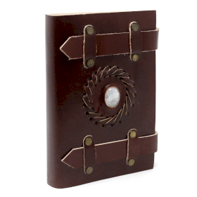 Ledernotizbuch - Mondstein mit Gürteln 15x10 cm