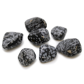 18x XL Trommelsteine - Obsidian Schneeflocke