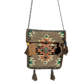 Beigefarbene Kilim Messenger Festival-Tasche