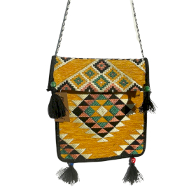 Gelbe Kelim-Messenger-Festivaltasche