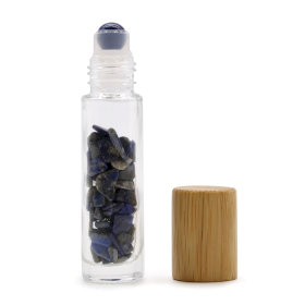 10x Edelstein-Rollerflasche für ätherische Öle – Sodalith – Holzverschluss