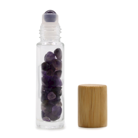 10x Edelstein-Rollerflasche für ätherische Öle – Amethyst – Holzverschluss