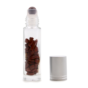 10x Edelstein-Rollerflasche für ätherische Öle – Roter Jaspis – Silber Kappe