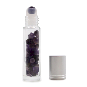 10x Rollerflasche mit ätherischen Edelsteinölen – Amethyst – Silber Verschluss