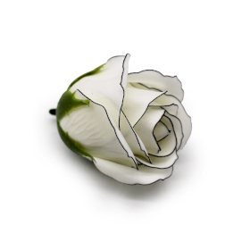 50x Seifenblumen zum Basteln – Med Rose – Elfenbein mit schwarzem Rand