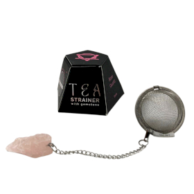 4x Teesieb aus rohem Kristall-Edelstein – Rosenquarz