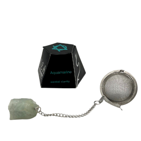 4x Teesieb aus rohem Kristall-Edelstein – Aquamarin