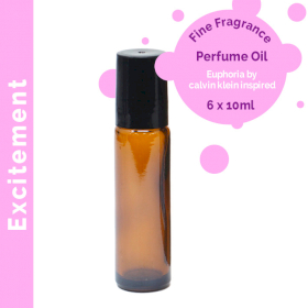 6x Excitement Parfümöl mit feinem Duft, 10 ml – Ohne Etikett