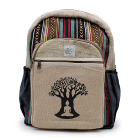 Großer Hanf-Rucksack – Bodhi-Baum-Design