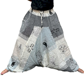 Yoga- und Festivalhose – Aladdin Himalayan Print auf Grau