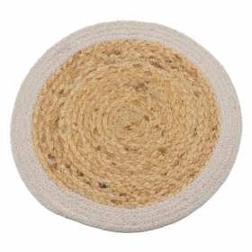 3x Natürliches Tischset – Jute und Baumwolle 30 cm – elfenbeinfarbener Rand