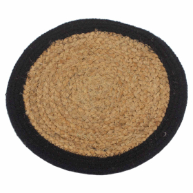 3x Natürliches Tischset – Jute und Baumwolle 30 cm – schwarzer Rand