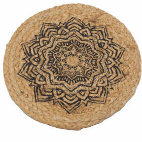 3x Natürliches Tischset – Jute 30 cm – Mandala-Druck