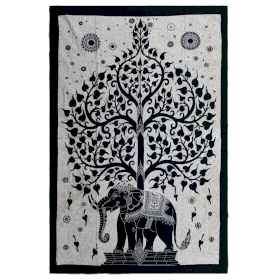 Einzel-Tagesdecke aus Baumwolle + Wandbehang - Mono - Elefantenbaum