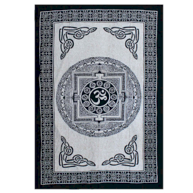 Einzelne Tagesdecke aus Baumwolle + Wandbehang – Mono – OM Mandala