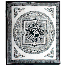Doppelte Tagesdecke aus Baumwolle + Wandbehang - Mono - OM Mandala