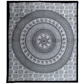 Doppelte Tagesdecke aus Baumwolle + Wandbehang - Mono - Elefanten-Mandala
