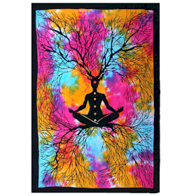 Einzel-Tagesdecke aus Baumwolle + Wandbehang - Yoga Tree