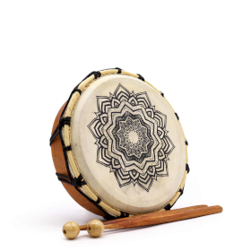 Schamanische Mandala-Trommel mit Stock – 20 cm