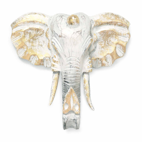 Großer Elefantenkopf – Gold und Weiß getüncht