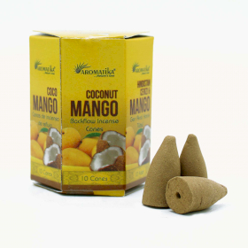 12x Packung mit 10 Masala Backflow-Räucherstäbchen – Kokosnuss und Mango