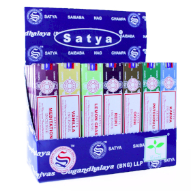 42x Display-Packung mit 42 Stück – Satya-Räucherstäbchen, sortiert, 15 g