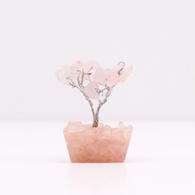 12x Mini-Edelsteinbäume auf Orgonitbasis – Rosenquarz (15 Steine)