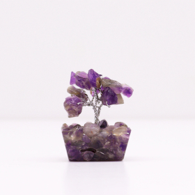 12x Mini-Edelsteinbäume auf Orgonitbasis - Amethyst (15 Steine)