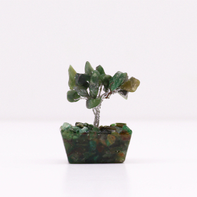 12x Mini-Edelsteinbäume auf Orgonitbasis - Grüner Aventurin (15 Steine)