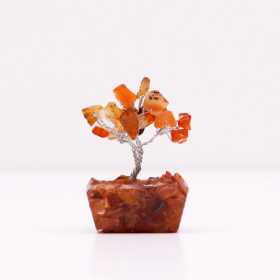 12x Mini-Edelsteinbäume auf Orgonitbasis – Karneol (15 Steine)