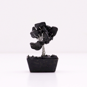 12x Mini-Edelsteinbäume auf Orgonitbasis - Schwarzer Achat (15 Steine)