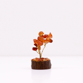 12x Mini-Edelsteinbäume auf Holzsockel – Karneol (15 Steine)